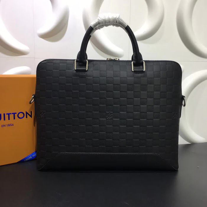 路易威登LV頂級原單N41019 黑色Avenue Soft公事包Damier Infini格紋皮革 YDH1070